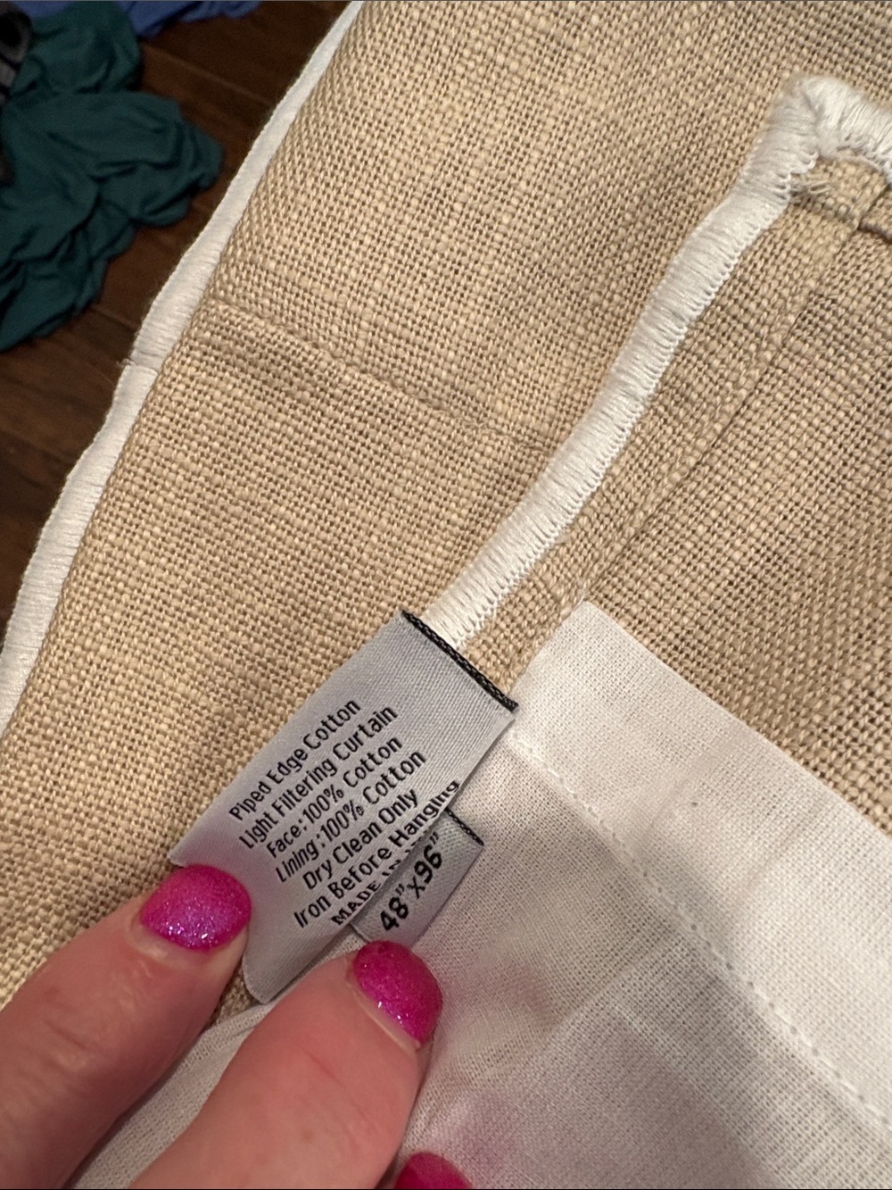Quince Linen Curtain Piped Edge Cotton (1 Panel)  Natural - Picture 2 of 6